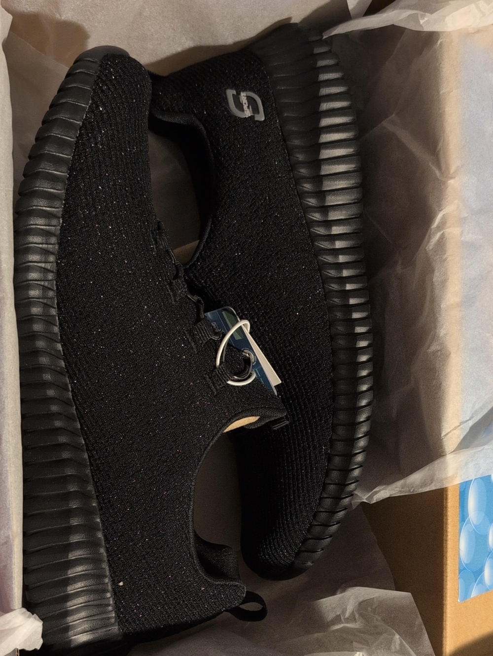 Skechers Black Knit Slip-On Athletic Shoes with Subtle Logo